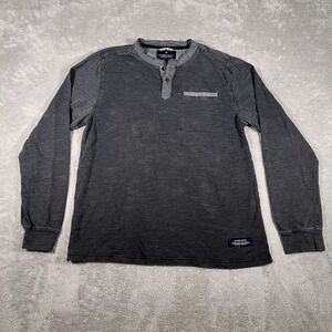 Roark Revival Henley Shirt Mens Medium Gray Long‎ Sleeve Pocket Heather Casual